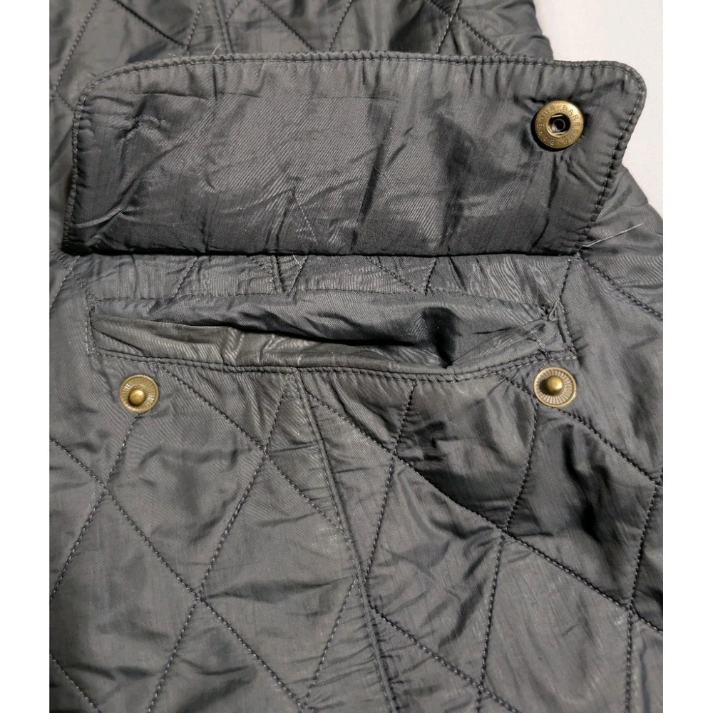 Barbour Quilted Jacket Womens US 10 Gray Fleece Lined Snap Zip Coat UK 14 - Picture 6 of 10